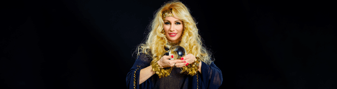 Woman Psychic Reader Holds a Crystal Ball