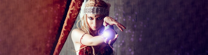 A psychic Reader with a Glowing Crystal Ball